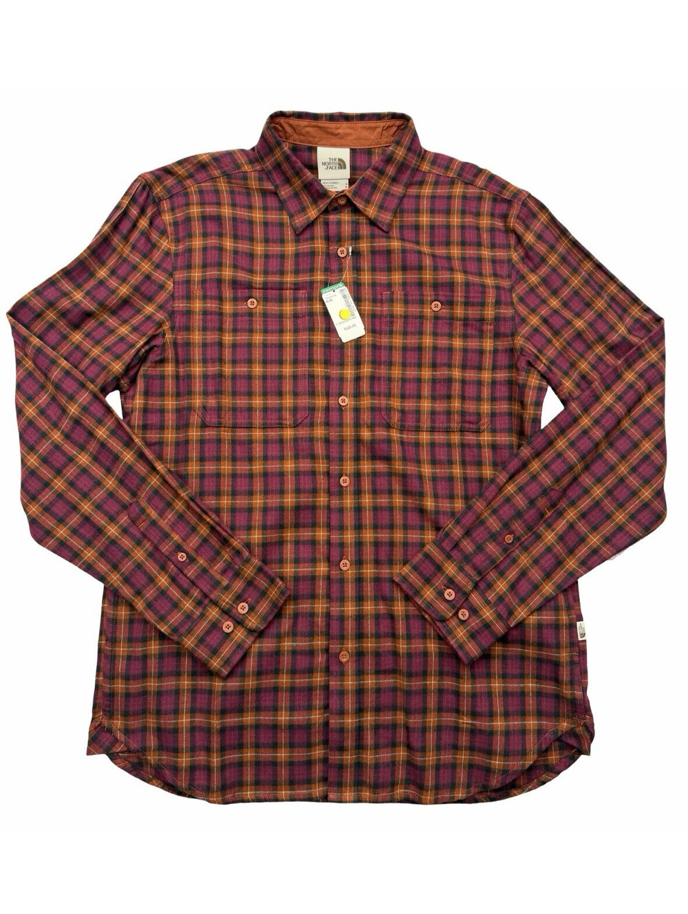 The North Face Arroyo Lightweight Flannel Long Sleeve Shirt Plaid Orange Size M